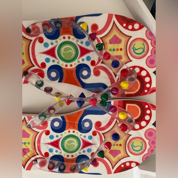 Christian Louboutin Flip Spikes Donna Flat 35 - Picture 1 of 5